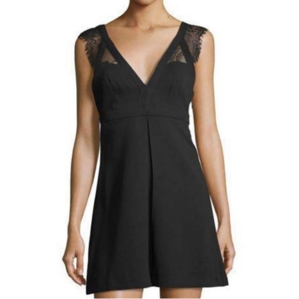 BCBGeneration Black Lace V Neck Dress 4